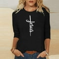 thumbnail image 1 of Aqestyerly T-shirt Blouse à Manches 3/4 Imprimé pour Femmes, Col Rond Décontracté Mode Ample pour Femmes, 1 of 4
