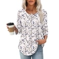 thumbnail image 2 of Womens Crew Neck Shirts 3/4 Sleeve Blouses Tunics Top Floral Printed Shirts Fashion 2026 Basic Tops Going Out Outfits Y2K Clothes, 2 of 7