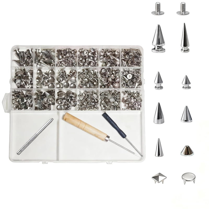 100pcs 12mm Pyramid STUDS Spots Spikes RIVETS Punk Leathercraft