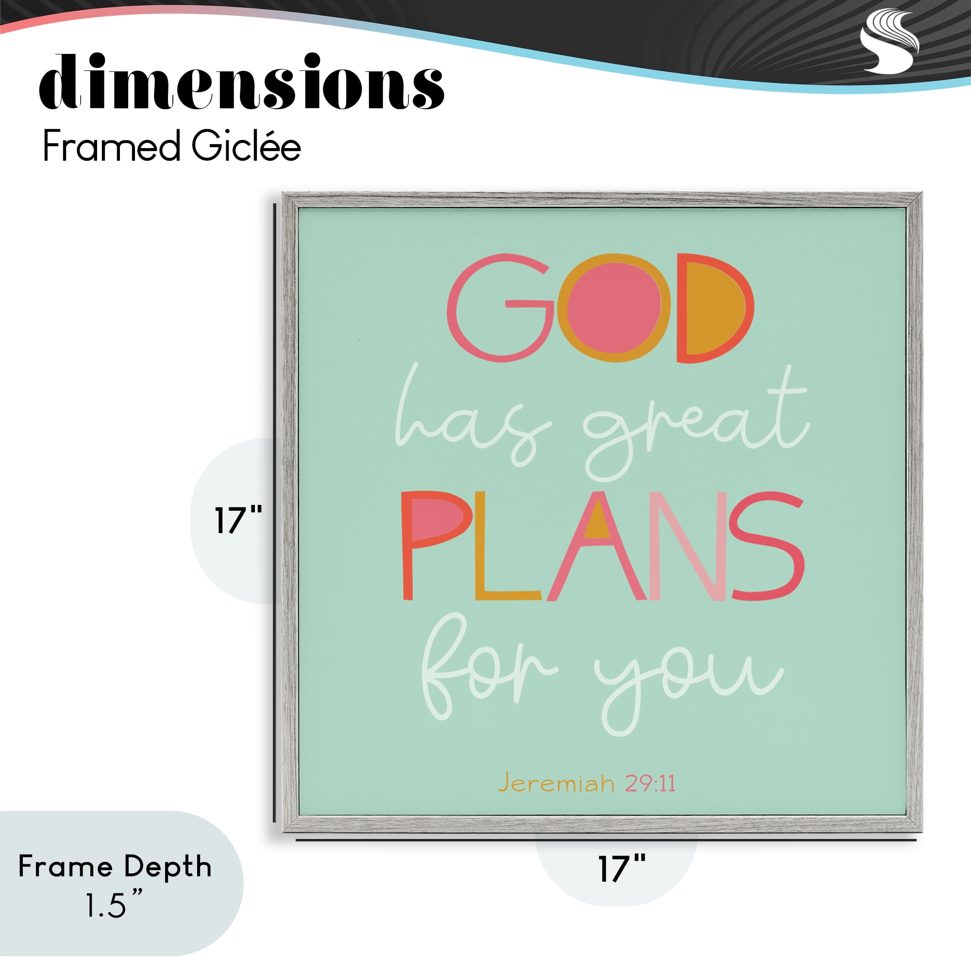 Stupell Industries Green God's Plans For You Gray Framed Giclee Art, design by SD Graphics Studio