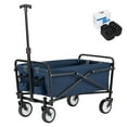 YSC Collapsible Folding Beach Outdoor Utility Wagon with 2PACK Black