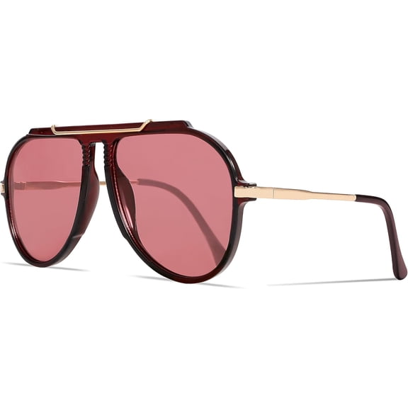 Oversized Aviator Sunglasses for Women Men 2026 70s Retro Gold Metal Sun Glasses Tangle Free Square Aviators