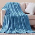 thumbnail image 6 of SoComfy by Bedelite Light Blue Blanket for Couch & Bed, 300GSM Soft & Warm Fleece Blanket, Decorative and Giftable Striped Blankets for Women, Men, 6 of 8