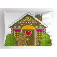 thumbnail image 1 of Gingerbread Man Pillow Sham Cute Gingerbread House with Colorful Candies Cookie Man Graphic Figure, Decorative Standard Size Printed Pillowcase, 26 X 20 Inches, Multicolor, by Ambesonne, 1 of 2