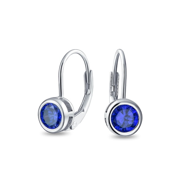 Bling Jewelry Womens .50CT Blue Brilliant Cut CZ Drop Earrings Imitation Sapphire Sterling