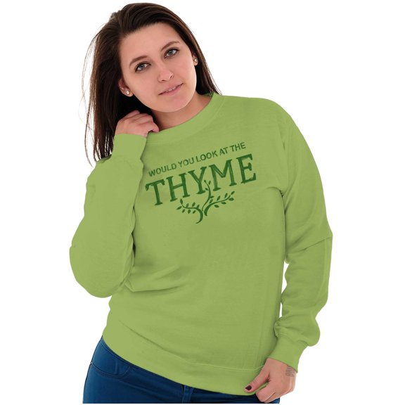 Look At Thyme Green Thumb Gardening Women Crewneck Sweatshirt Brisco Brands S