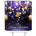 thumbnail image 3 of Christmas Shower Curtain Golden Xmas Balls Purple Stars Snowflake Glitter Winter Holiday Happy New Year Merry Christmas Print Decoration Fabric Bathroom Curtain Set with Hook, 3 of 3