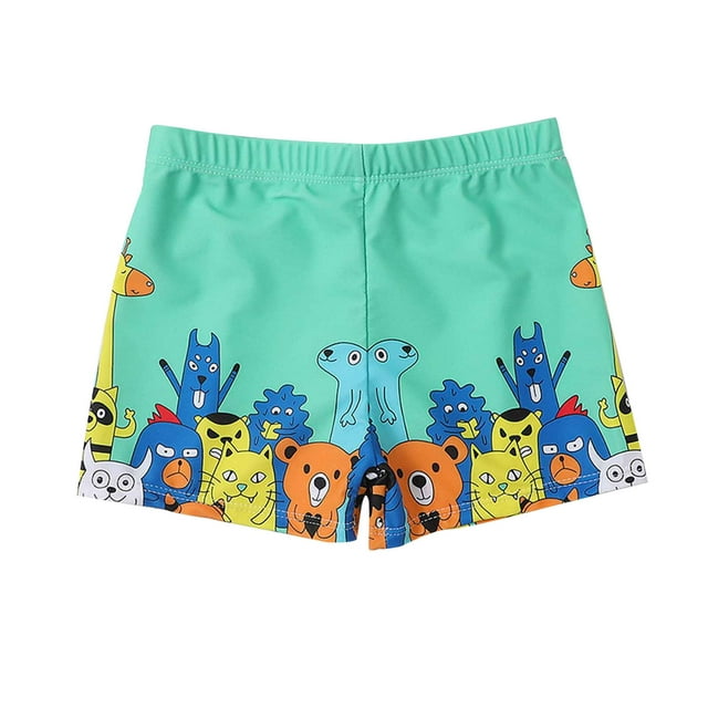 Boys Swim Trunks, Boys Swimwear Childrens Swimsuit Print Bathing Shorts Flat Angle Swim Trunks with Pants Rope