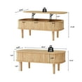 thumbnail image 4 of PHOYAL Wood Lift Top Coffee Table with Storage, Fluted Oval Coffee Table with Hidden Compartments for Living Room, Natural, 4 of 8