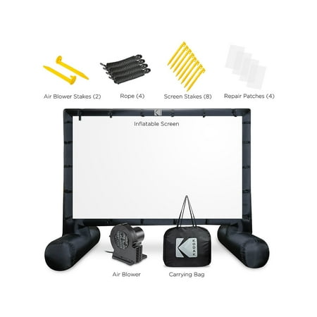 Kodak - Giant Inflatable Projector Screen, Outdoor Movie Screen, 17 ft. Blow Up Projector Screen with Pump and Carrying Case - White
