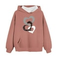 thumbnail image 2 of ABPWLY Girls Tops Sweatshirt Top for Kids Valentines Day Hoodies Teens Loose Pocket Hooded Tops Cute Heart Print Long Sleeve Tops Girls Tops(Size:90), 2 of 5