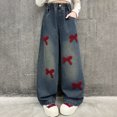thumbnail image 6 of HAJWOH Baggy Jeans for Girls Wide Leg Cute Bow Star Jeans Kids Elastic Wasited Denim Pants 5-14Y, 6 of 6
