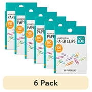 (6 pack) Pen+Gear Paper Clips, Assorted Colors, 100 Count