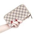 thumbnail image 3 of Coolmade Women's Checkered Zip Around Wallet and Phone Clutch - RFID Blocking with Card Holder Organizer -PU Vegan Leather, White, 3 of 7