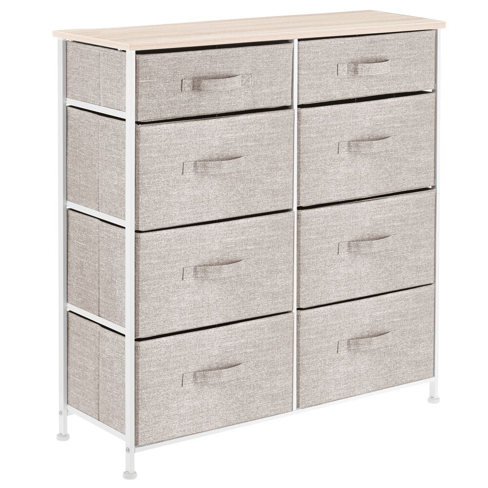 mDesign Vertical Furniture Storage Tower with 8 Fabric Drawer Bins