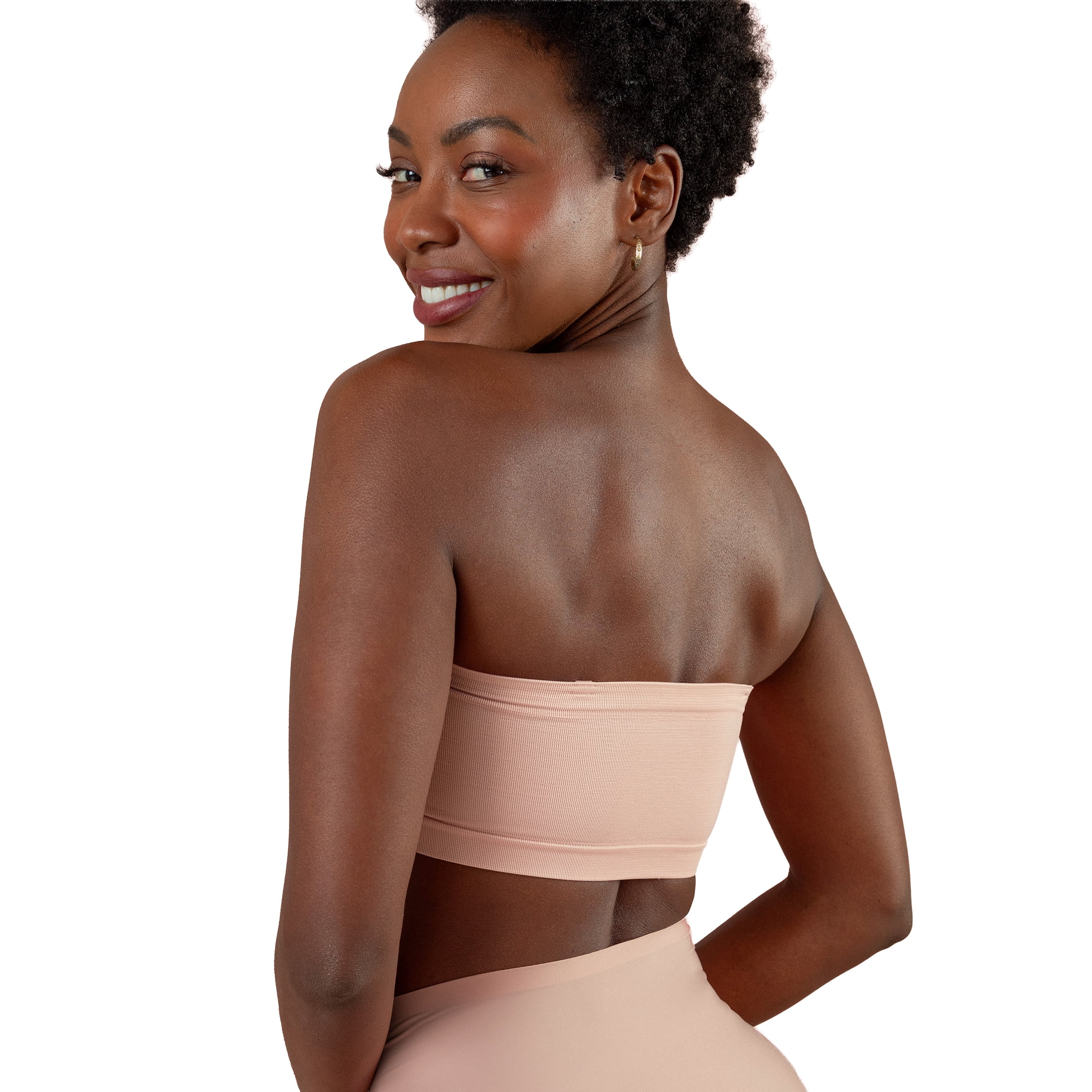 Truekind Comfort Convertible Strapless Bandeau Bra – Women’s Seamless Wire-Free, Removable Straps, Sizes S to 4XL