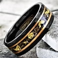 thumbnail image 4 of Tungsten Rings for Men Wedding Bands for Him Womens Wedding Bands for Her 6mm Black Meteorite Gold Flakes, 4 of 7