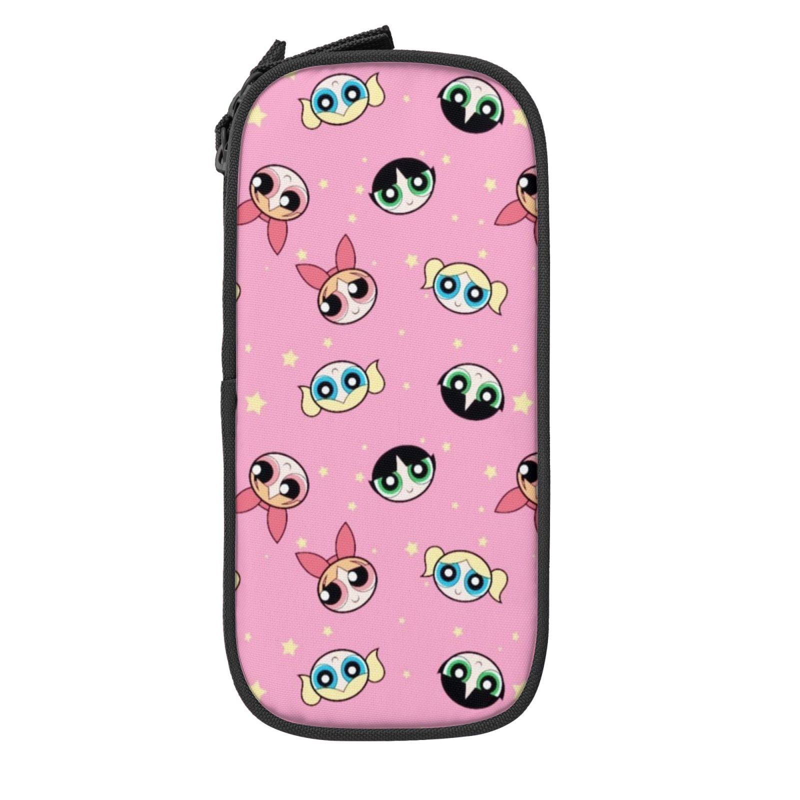 The Powerpuff Gi-rls Pencil Case Large Capacity Pencil Pouch Penbag Office Stationery Organizer Travel Makeup Bag Black