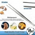 thumbnail image 4 of Kitchen Tweezers Stainless Steel Food Tongs Straight Serrated Tips 10" (25cm) Large Tweezers for BBQ, 4 of 9