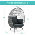 thumbnail image 2 of CHAUKY Wicker Egg Chair, Oversized Indoor Outdoor Lounger for Patio, Backyard, Living Room w/ 4 Cushions, Steel Frame, 440lb Capacity - Gray/Charcoal, 2 of 14