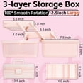 thumbnail image 2 of TERGOO 12.5in 3-Layer Multipurpose Craft Organizers and Storage with Adjustable Dividers, Portable Tackle Box, Folding Art & Craft Case for Medicine, Tool, Sewing Organizer (Pink) C67 C67, 2 of 2