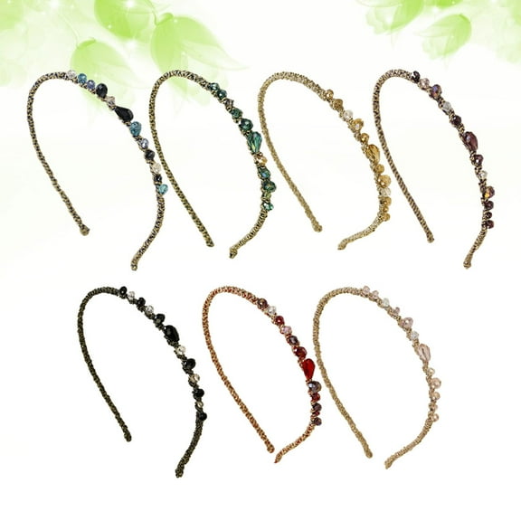 NICEXMAS 7Pcs Multicolor Crystal Hair Hoop Alloy Wire for Stylish Hair Accessories and Decorative Use