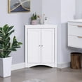 thumbnail image 2 of Hassch Floor Corner Cabinet with 2 Doors and Adjustable Shelves, Free-Standing Corner Storage Cabinets for Bathroom, Kitchen, Living Room or Bedroom, White, 2 of 8