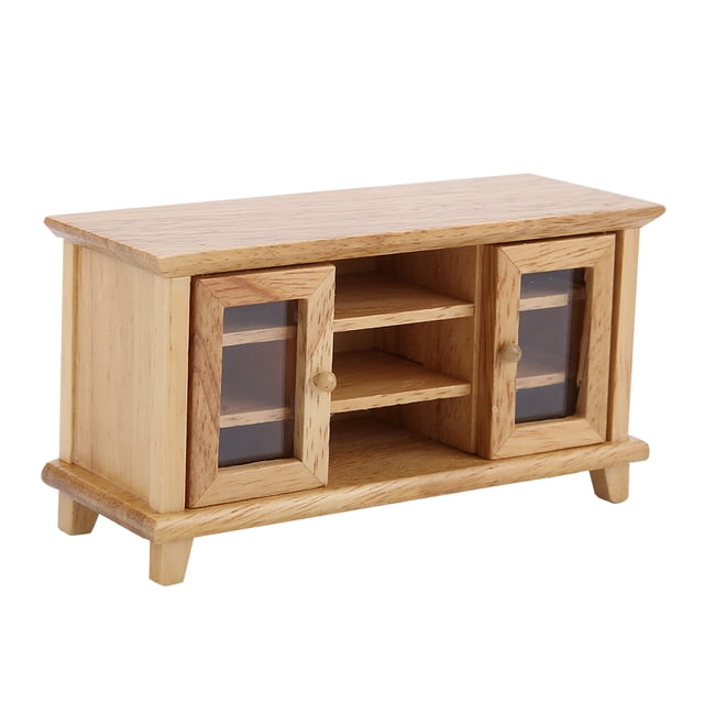 Mueble de TV para Casa de Muñecas, Muebles de En Miniatura, decoración para niños, Casa de muñecas con puerta abierta, 12 unidades