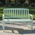 thumbnail image 2 of Tcbosik 48 Inch Wood Bench for Outdoor, 2-Seater Chair with Armrest and Backrest for Deck, Porch, Poolside, Yard, Balcony, Mint, 2 of 10
