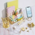 thumbnail image 7 of NiOffice Office Desktop Accessory Kit Workspace Organizers Desk Supplies, Acrylic Stapler Staple Remover Tape Holder Pen Holder Ballpoint Pens Scissors Phone Holder Binder Clips 1000PCS Staples (Gold), 7 of 7
