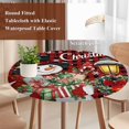 thumbnail image 4 of Red Black Plaid Snowman Christmas Round Tablecloth, Fitted Table Cover with Elastic for 55"-60" Round Tables, Xmas Snowflake Botanical Table Cloth Outdoor Indoor Dinning Party Waterproof Tablecloths, 4 of 7