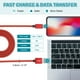 thumbnail image 2 of Cable de Carga USB Tipo C Uxcell, Cable de Carga Trenzado Tipo-C a USB A, Cable de Transferencia de Datos Rojo 3.28 ft 1, 2 of 6