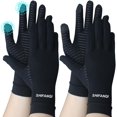 thumbnail image 1 of CHL-2 Pairs Full Finger Copper Arthritis Compression Gloves with Touchscreen. Relief for Hand Pain, Carpal Tunnel, Rheumatoid, Inflammation, Tendonitis, Trigger Finger, Fit for Men Women (S), 1 of 4