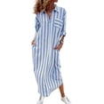 thumbnail image 3 of Noric Women Summer Striped Shirt Dresses Long Sleeve Button Down with Pockets Casual Flowy Loose Fit Maxi Dresses, 3 of 7