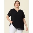 thumbnail image 4 of Blude talgrande pamujer Puntos suizos Cuello redondo Blusas lindas básicas Negro 3XL, 4 of 6