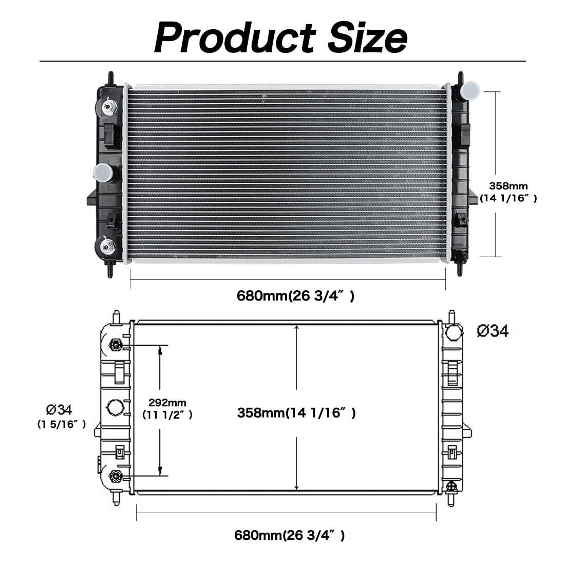 RVNI Radiator for 2005-2010 Chevrolet Cobalt Pontiac G5/2003-2007 Saturn Ion 2.0 2.2 2.4L Aluminum