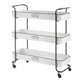 thumbnail image 6 of DecMode 32" x 35" White Metal Kitchen Rolling 3 Shelves Bar Cart with Black Accents and Farm House Design, 1-Piece, 6 of 11