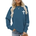 thumbnail image 2 of IDOCLOTHES Christian Sweatshirt for Women Psalms 91 Jesus Outfits Dressy Casual Long Sleeve Tops for Women Fall Sweaters Womens Fall Fashion Clothing Navy, S, 2 of 4