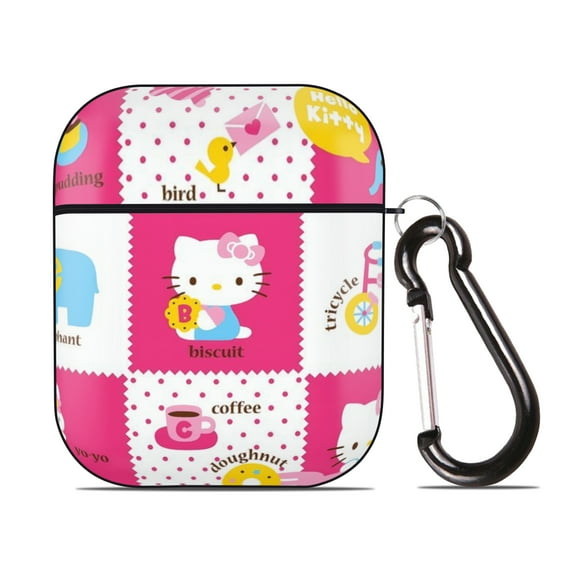 Hello kitty AirPods 2nd Generation Protective Case (Hard Shell Black) AirPods Protective Case PC Protective Case Buckle, Compatible with Apple AirPods 2nd Generation Charging Box
