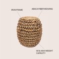 thumbnail image 4 of Sage 21" Rustic Bohemian Barrel-Style Abaca/Iron Handwoven Stool, Brown, 4 of 4