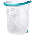 thumbnail image 3 of 2 Bushel Rolling Plastic Laundry Hamper with Pop-up Handle, White, 2 Pack, 3 of 3