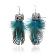 thumbnail image 1 of Diamond Alloy Owl Feather Peacock Pendant Earring Ear Stud, 1 of 2