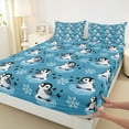 thumbnail image 3 of Manfei Kawaii Blue Penguin Twin Sheet Sets for Kid, Antarctic Wildlife Animal Twin Fitted Sheet, Winter Snowflake Flat Sheet, Microfiber Bedroom Decor, 3 Pieces, 3 of 7