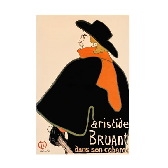 Trademark Fine Art Pictufy Aristide Bruant In His Cabaret 1893 Canvas Wall Art
