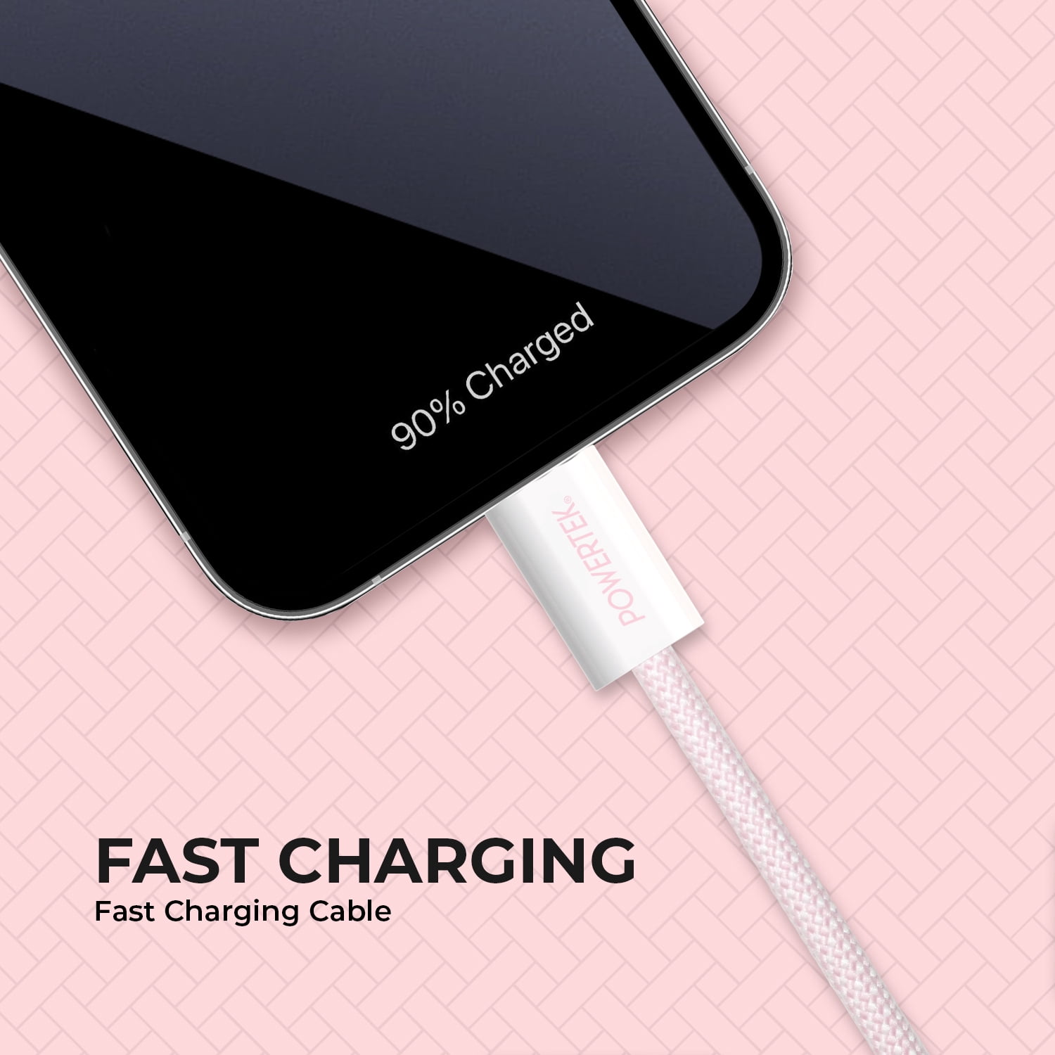 Liquipel Powertek Pastel Braided USB-A to Lightning - Light Pink