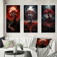 thumbnail image 1 of Designart "Mountain Magic Occult Red Tree under Full Moon II" Landscape Trees Framed Wall Art Set Of 3 - Red Trees Frame Gallery Wall Set For Home Decor, 1 of 6