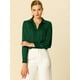 thumbnail image 3 of Camisa de trabajo Unique Bargains de manga larga blusa elegante cuello En V oficina mujer Verde oscuro S, 3 of 6