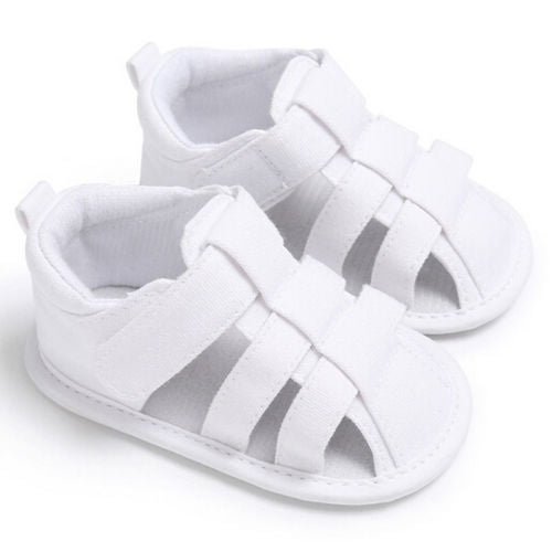 white newborn sandals