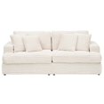 thumbnail image 3 of 88.58" Corduroy 3-Seater Sofa, Spacious and Comfortable. Paired with 4 Throw Pillows in The Same Color, It Adds An Elegant Touch to A Modern Living Room (White), 3 of 9