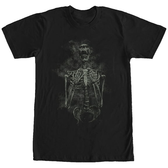 Men's Lost Gods Halloween Skeleton Scream Henna Print  Graphic Tee Black Small